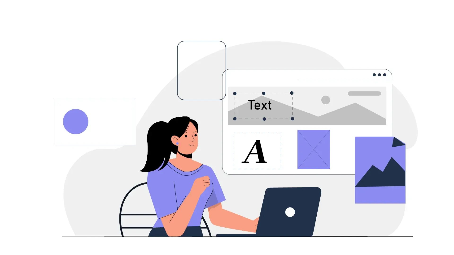 Woman Using Laptop to Create Text Graph for Website UI UX design Vector Illustration image